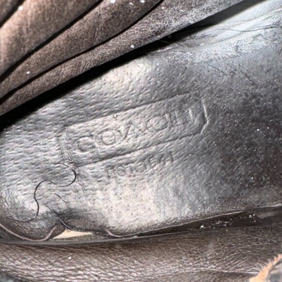 Coach Brown Leather CC Logo Canvas Ankle Heel boots, Men's Size 9 D - Picture 12 of 13